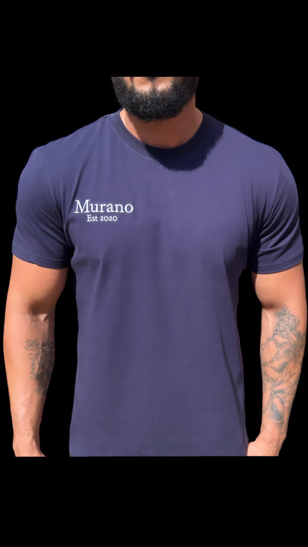 Navy MURANO embroidered T shirt