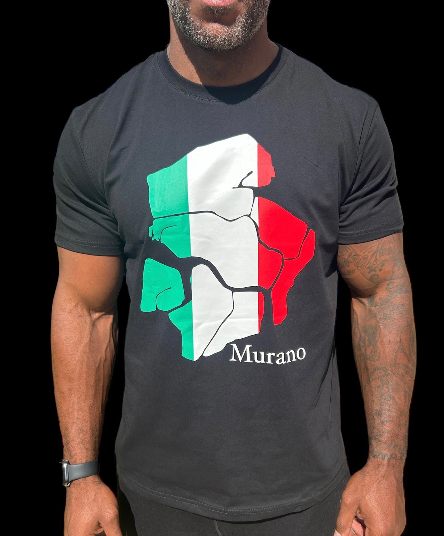 Black Murano island printed T shirt